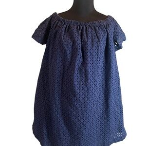Ralph Lauren Girls Navy Blue Eyelet Top Size 14